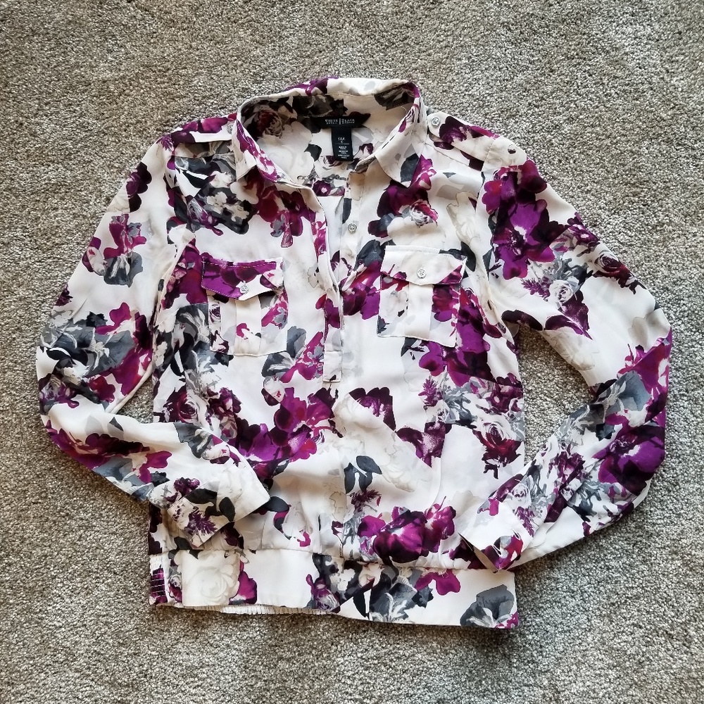 WHBM Silk Floral Blouse